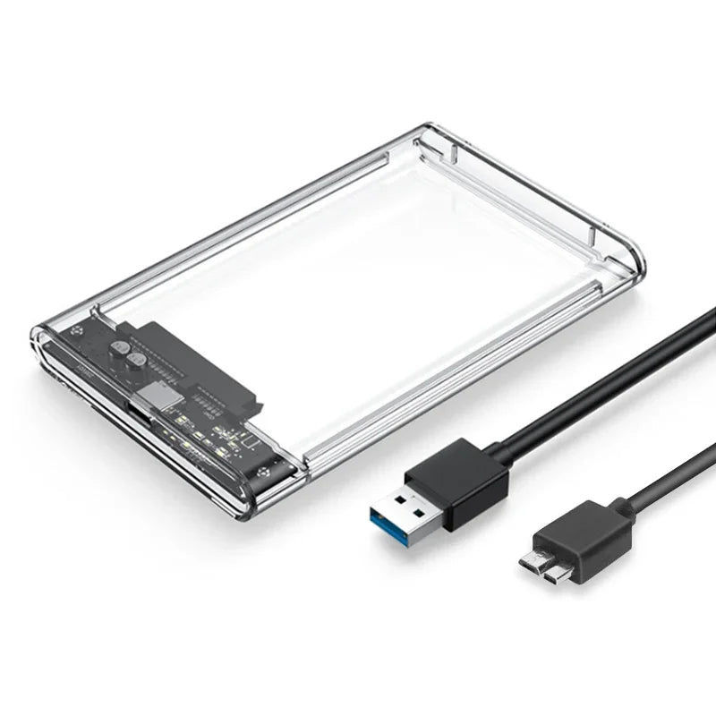 3.0/3.1 HDD Enclosure  2.5inch SATA SSD Hard Drive Case with 5Gbps Transfer Speed and Transparent Design Mobile External Housing
