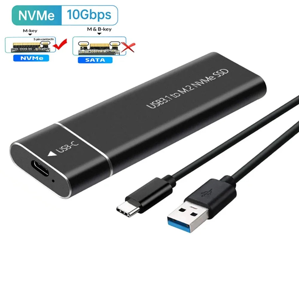 USB3.1 M.2 SSD Enclosure Mobile Case Supports NVME Protocol M.2 NVMe to USB Adapter External Hard Disk Case For Laptop Phone SSD