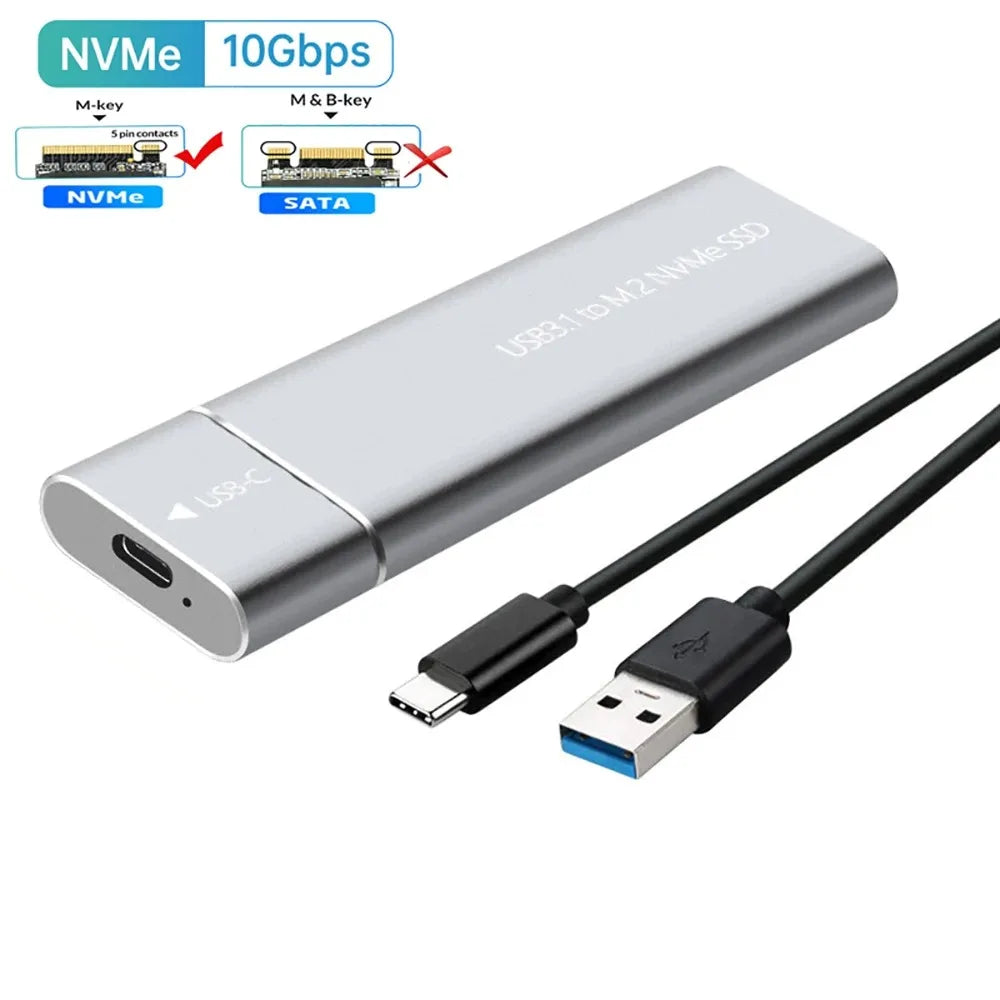 USB3.1 M.2 SSD Enclosure Mobile Case Supports NVME Protocol M.2 NVMe to USB Adapter External Hard Disk Case For Laptop Phone SSD