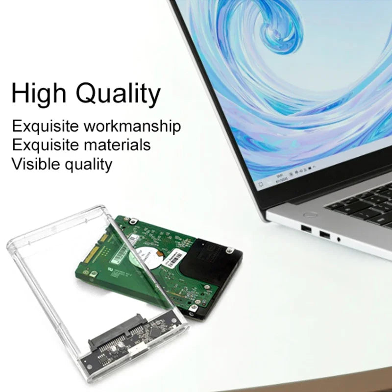 3.0/3.1 HDD Enclosure  2.5inch SATA SSD Hard Drive Case with 5Gbps Transfer Speed and Transparent Design Mobile External Housing