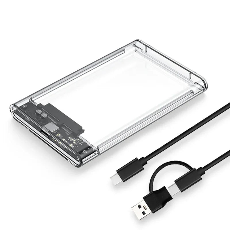 3.0/3.1 HDD Enclosure  2.5inch SATA SSD Hard Drive Case with 5Gbps Transfer Speed and Transparent Design Mobile External Housing