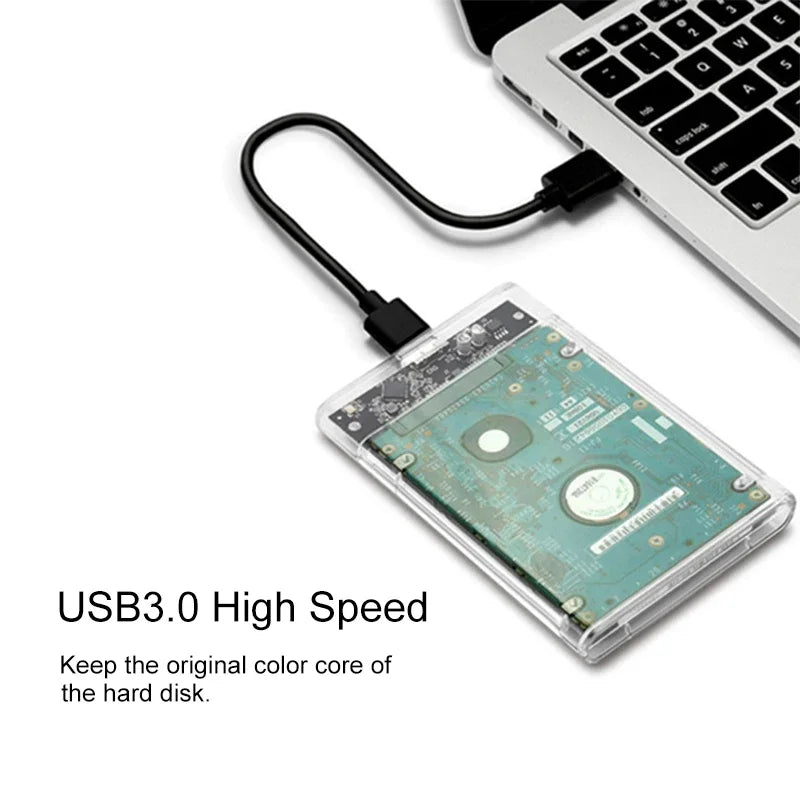 3.0/3.1 HDD Enclosure  2.5inch SATA SSD Hard Drive Case with 5Gbps Transfer Speed and Transparent Design Mobile External Housing